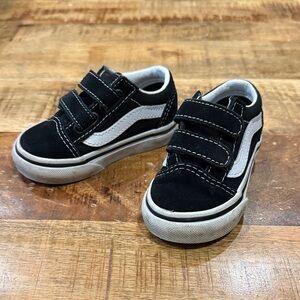 Vans Kids Black and White Velcro Sneakers